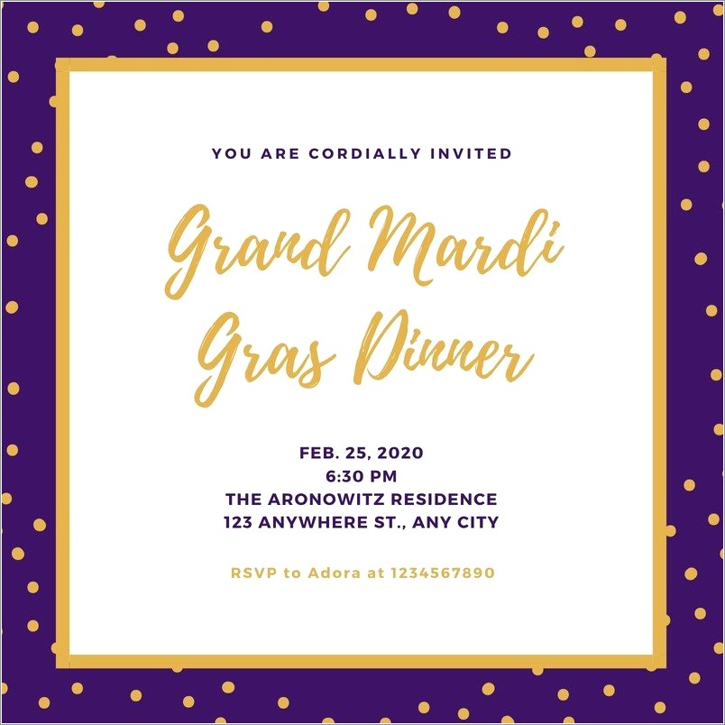 Purple And Gold Invitation Templates