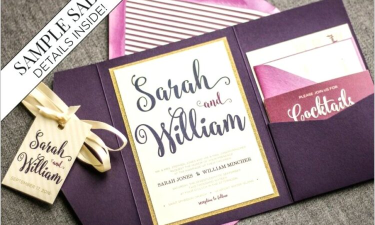 Purple And Gold Wedding Invitations