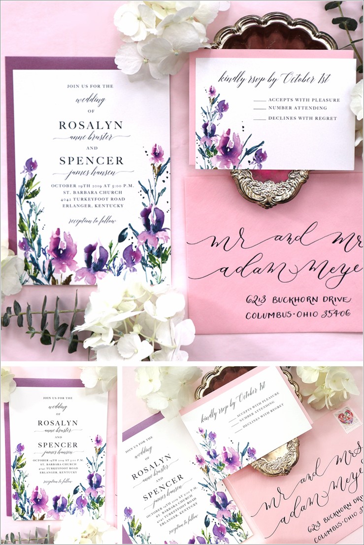 Purple And Pink Wedding Invitations