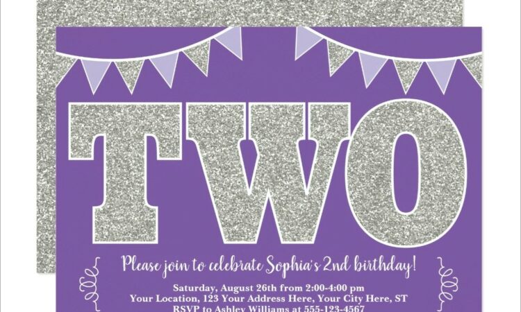 Purple And Silver Birthday Invitations