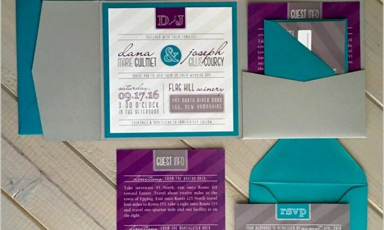 Purple And Teal Wedding Invitations