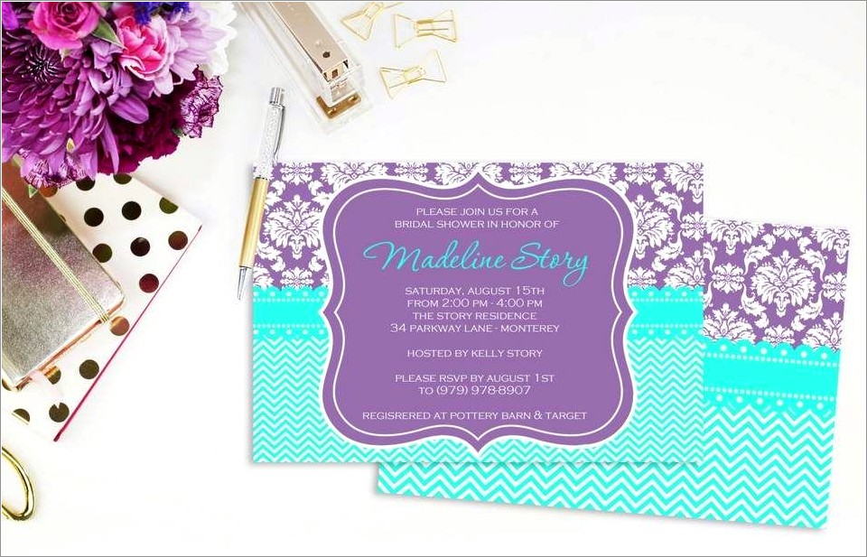 Purple And Turquoise Wedding Invitations
