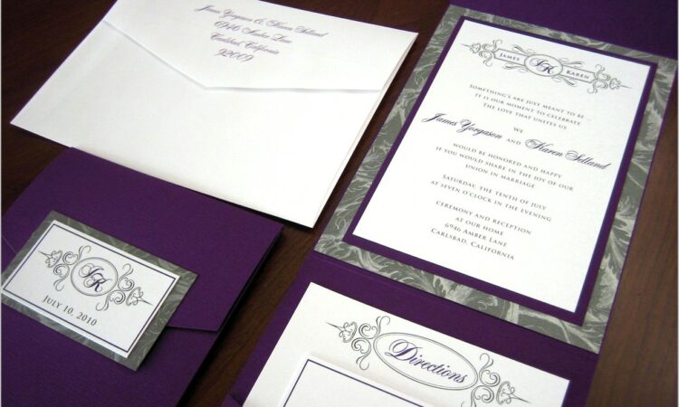 Purple Black And Silver Wedding Invitations