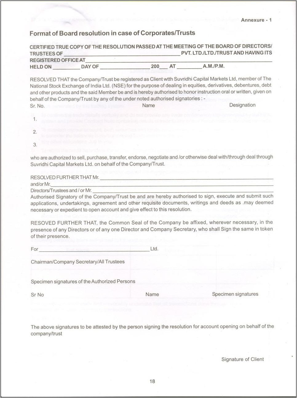 Pvt Ltd Company Board Resolution Format