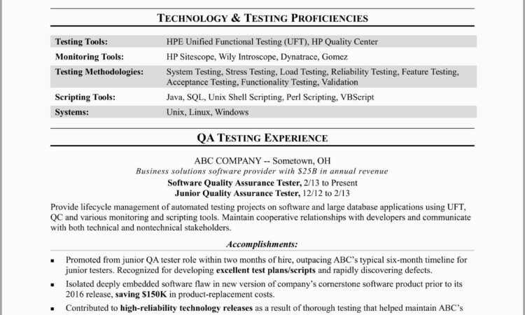 Qa Manual Tester Sample Resume