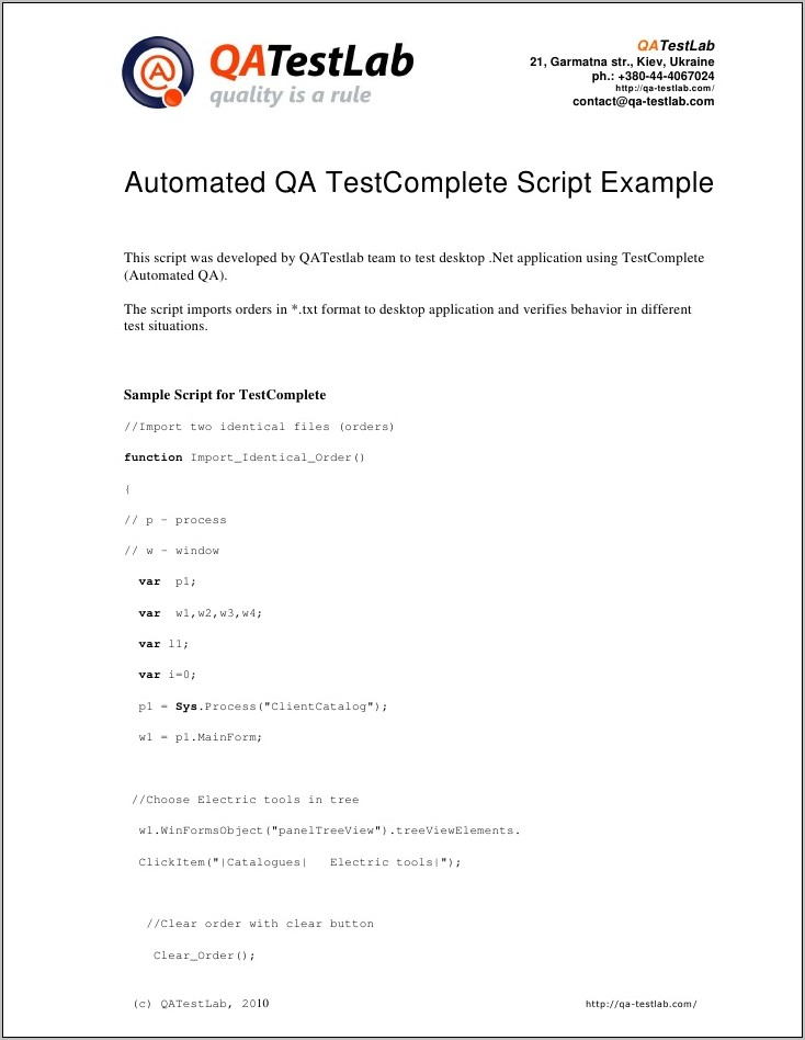 Qa Test Script Example