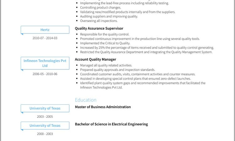 Quality Assurance Manager Resume