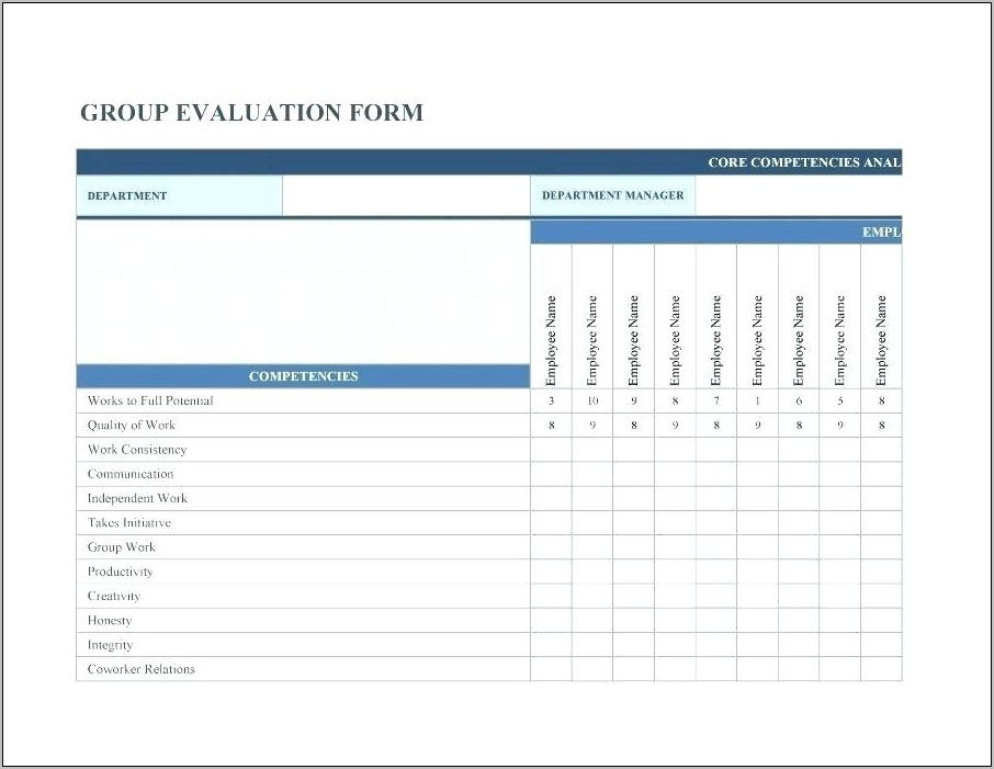 Quarterly Employee Review Form