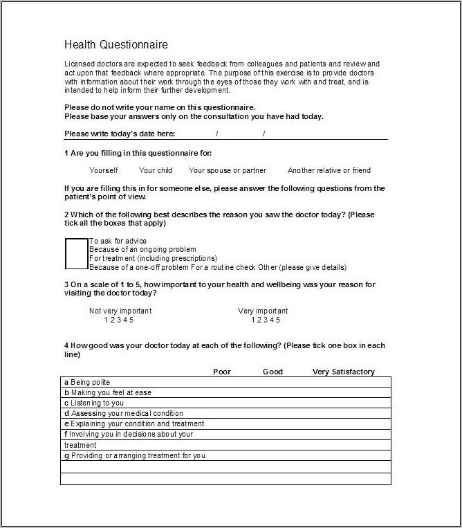 Questionnaire Template For Survey On Teenage Pregnancy