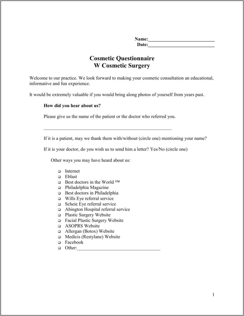Questionnaire Template For Wills