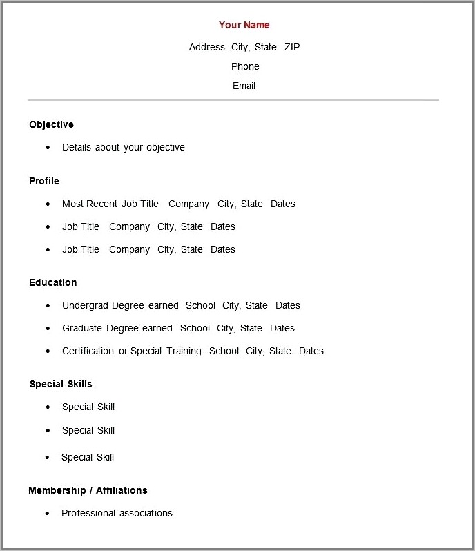 Quick And Easy Cv Template