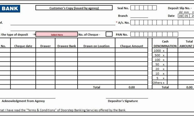 Quickbooks Bank Deposit Slip Template