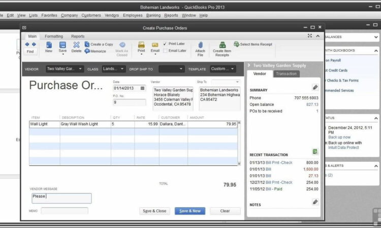 Quickbooks Default Purchase Order Template