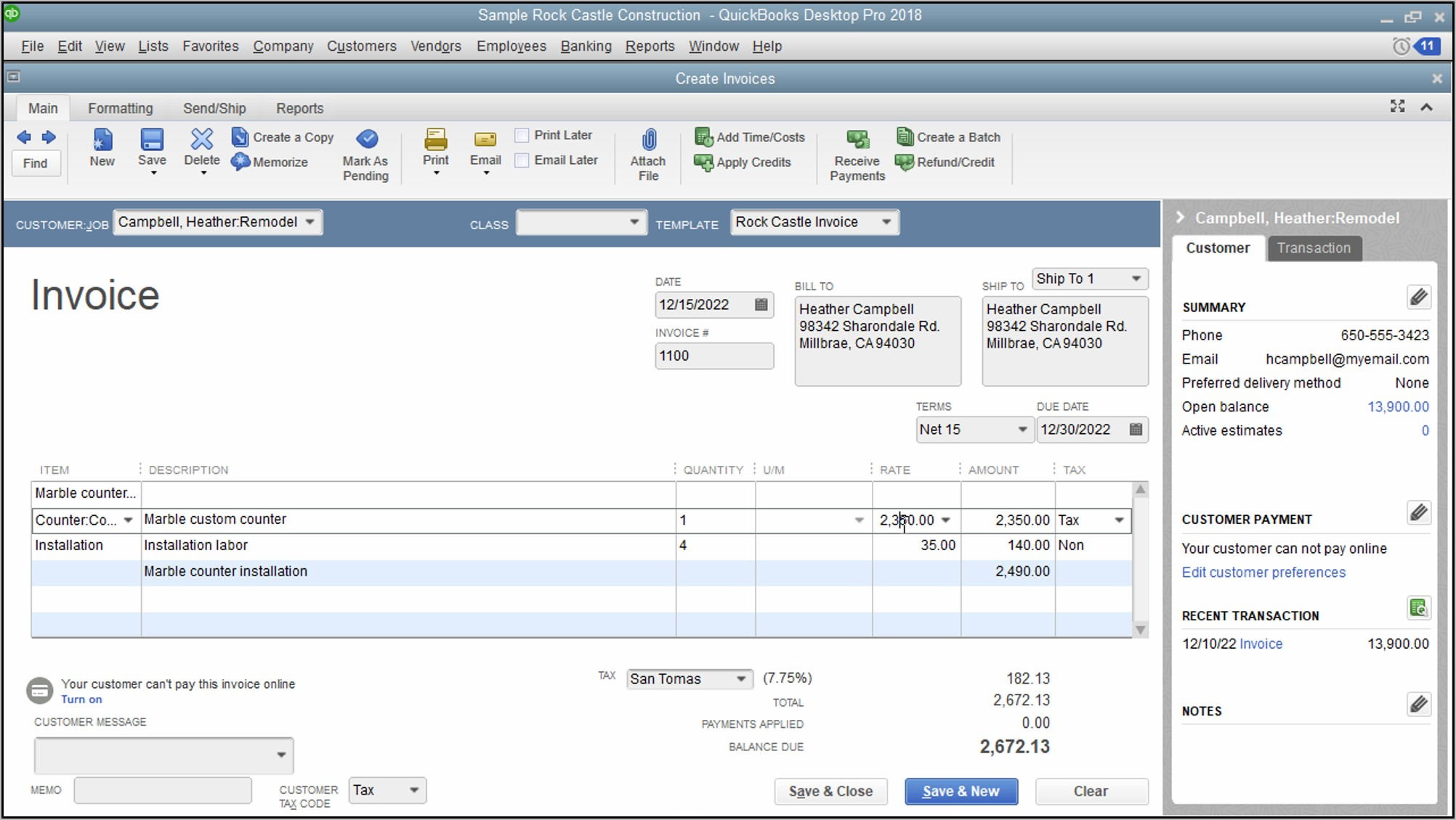 Quickbooks Invoice Template For Word
