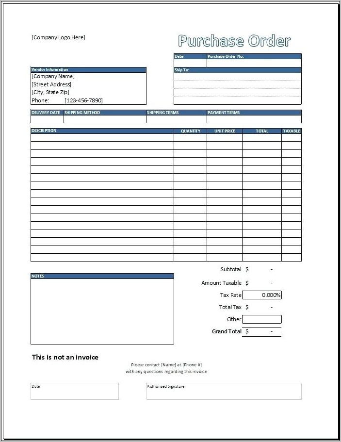 Quickbooks Pos Purchase Order Template