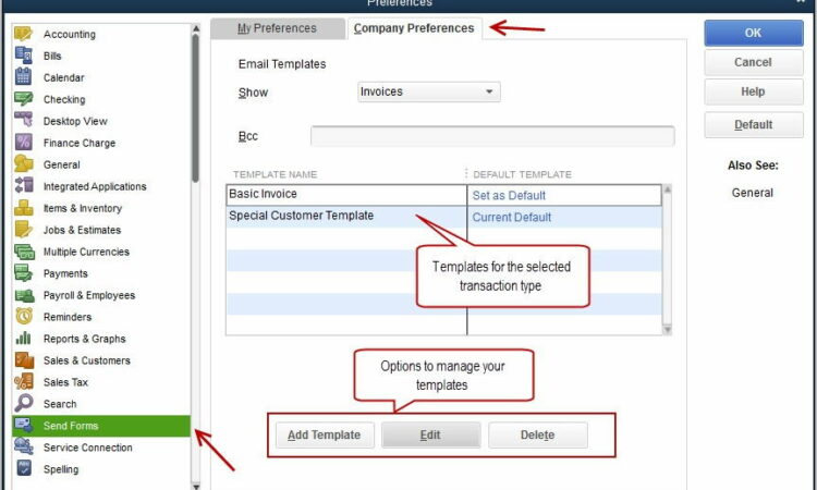 Quickbooks Send Forms Templates