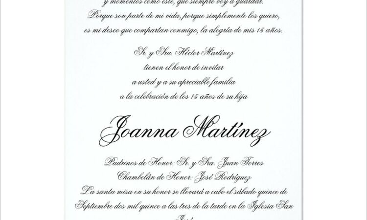 Quinceanera Invitation Wording In Spanish