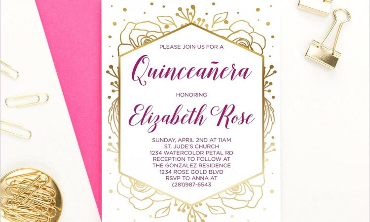 Quinceanera Invitations Burgundy And Gold