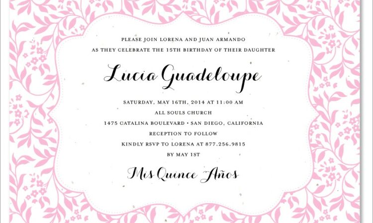 Quinceanera Invitations In English Wording