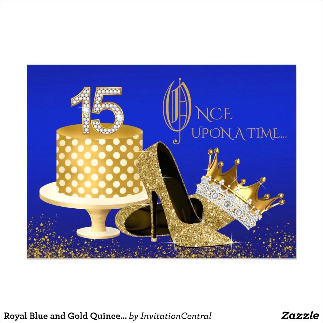 Quinceanera Invitations Royal Blue And Gold