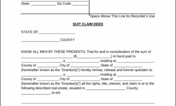 Quitclaim Deed In Word Format