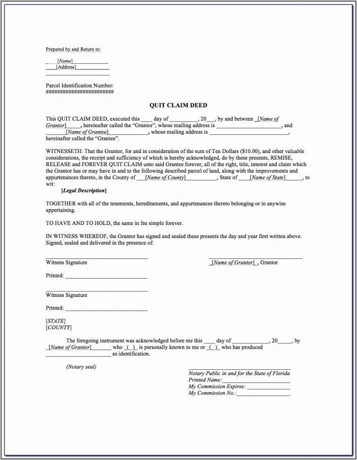 Quitclaim Deed Letter Template