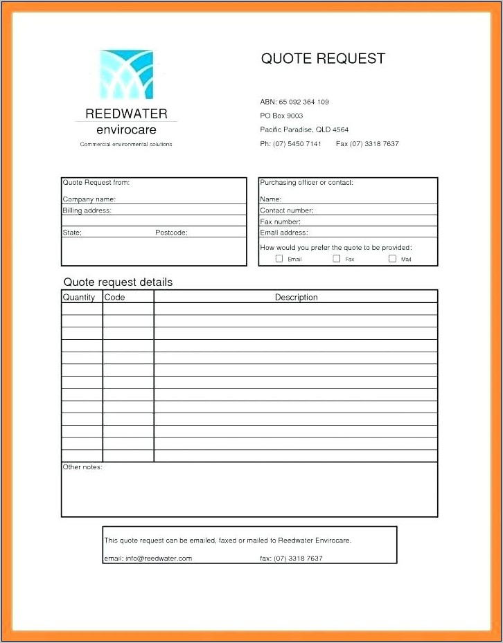Quotation Request Form Template