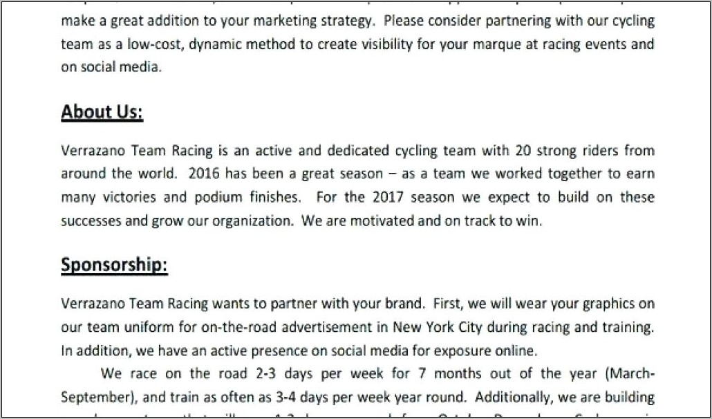 Racing Sponsorship Proposal Example