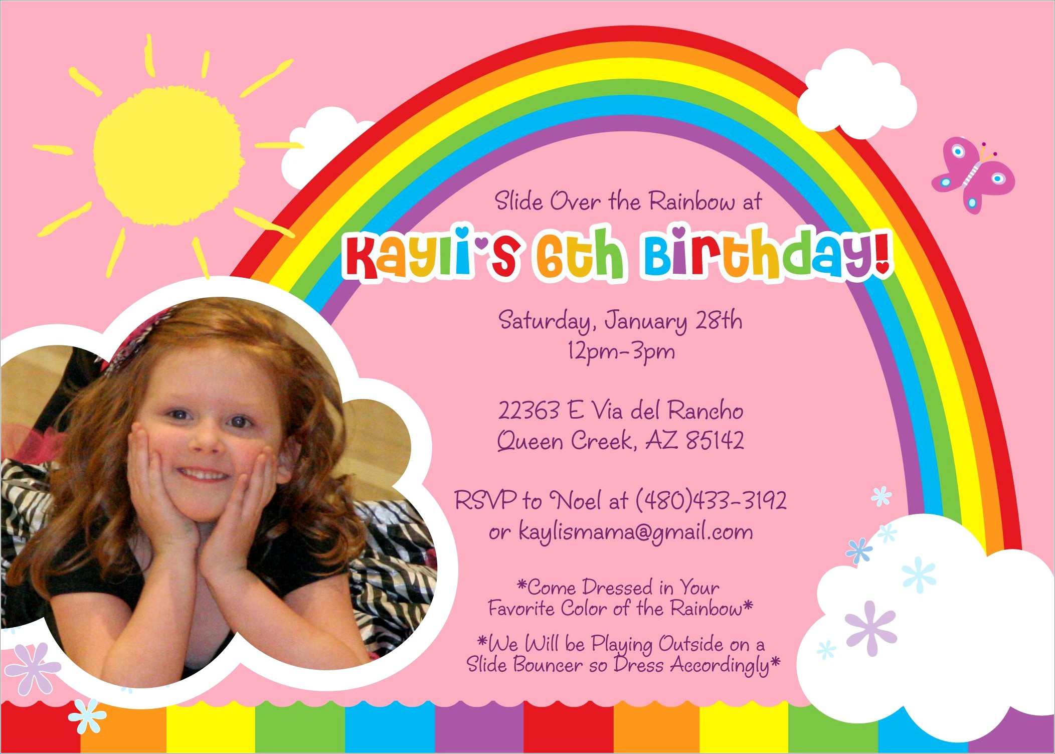Rainbow Birthday Invitations Templates Free