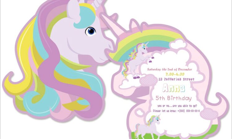 Rainbow Unicorn Birthday Invitations