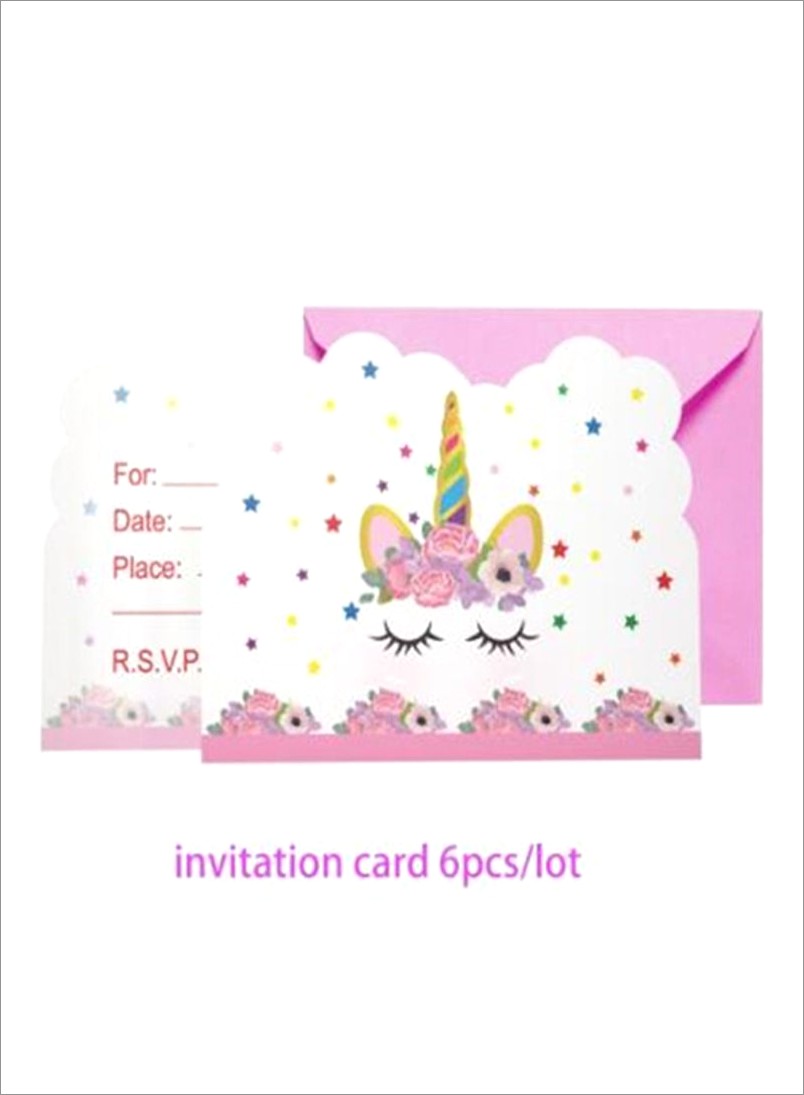 Rainbow Unicorn Invitation Card