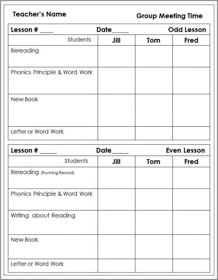 Reading Intervention Lesson Plan Format