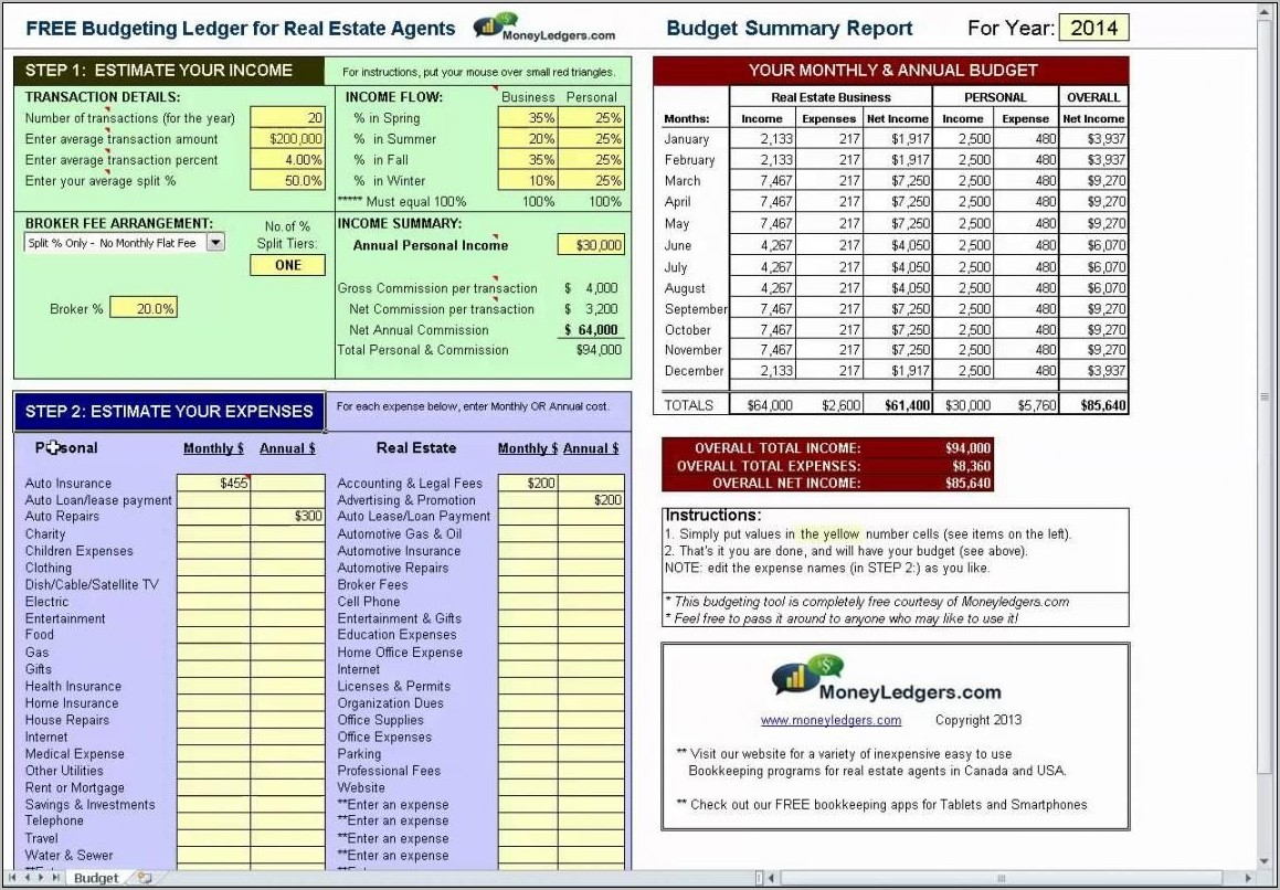 Real Estate Agent Spreadsheet Templates