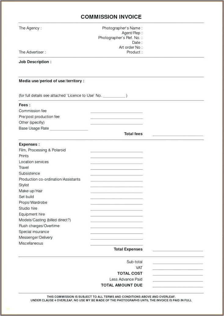 Real Estate Commission Invoice Template