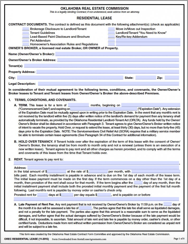 Real Estate Contract Forms Oklahoma