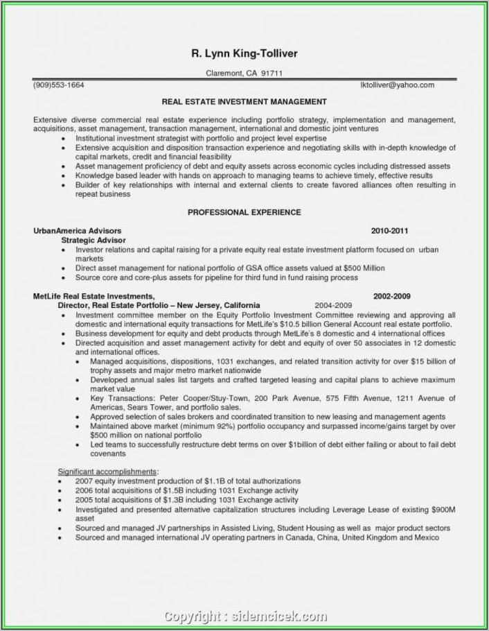 Real Estate Investing Resume Template