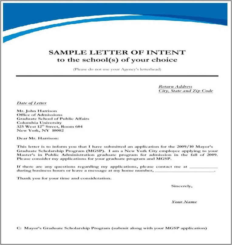 Real Estate Letter Of Intent Form