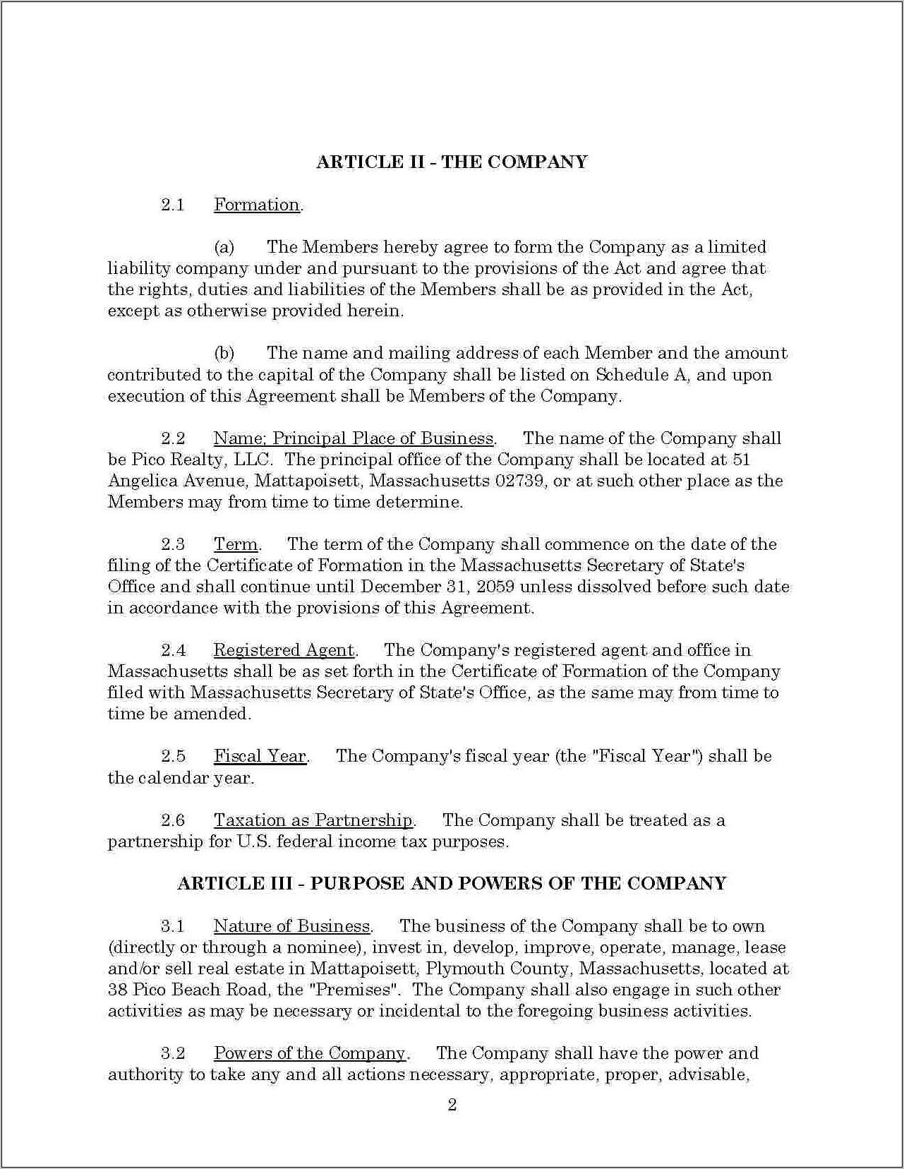 Real Estate Llc Operating Agreement Template