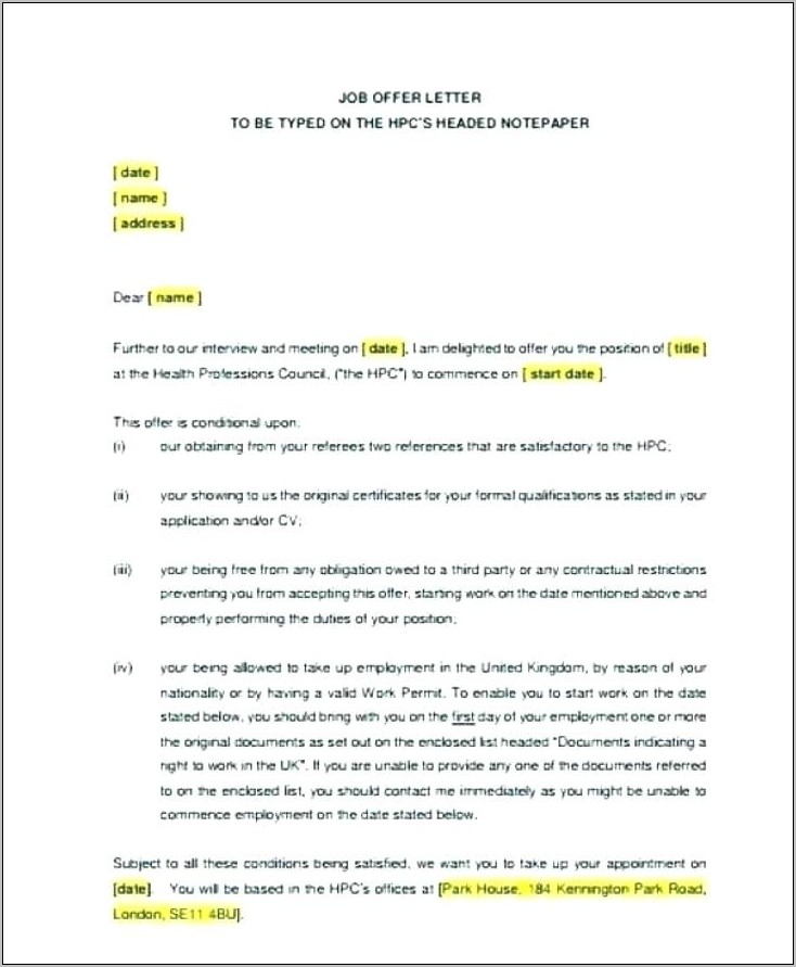 Real Estate Offer Letter Template Canada