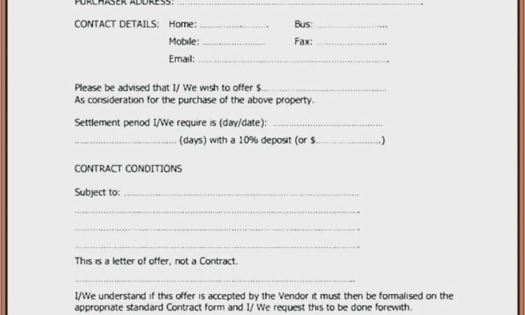 Real Estate Offer Letter Template Word