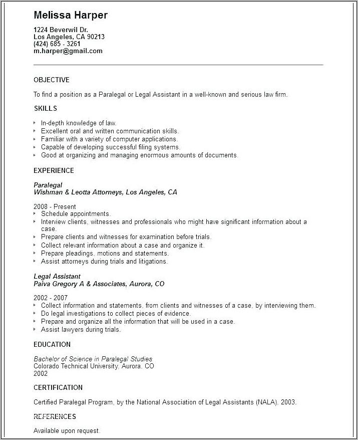 Real Estate Paralegal Resume Template
