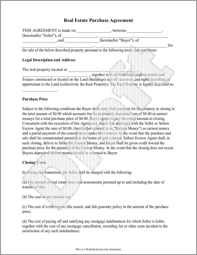 Real Estate Purchase Agreement Template Minnesota
