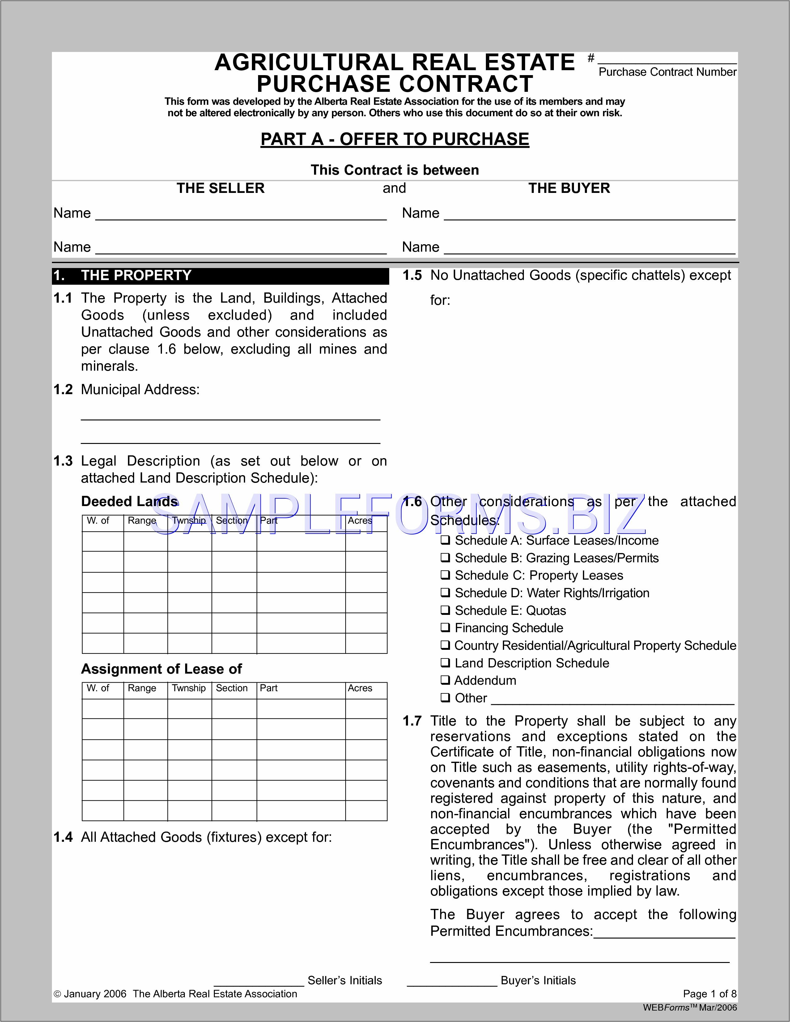 Real Estate Purchase Contract Form Alberta