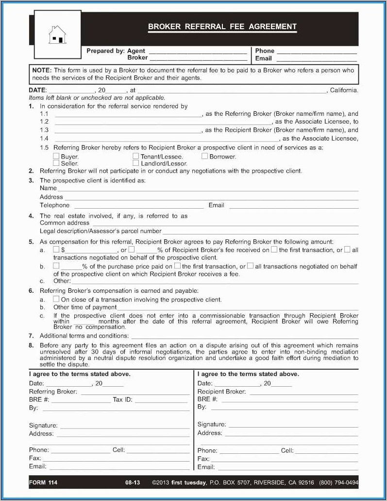 Real Estate Referral Agreement Template