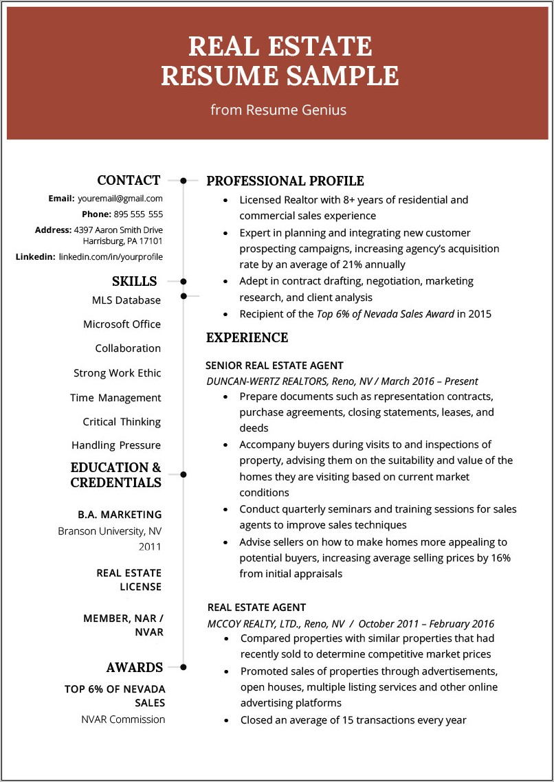 Real Estate Resume Templates