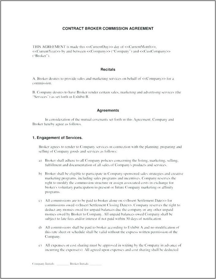 Real Estate Sales Commission Agreement Template