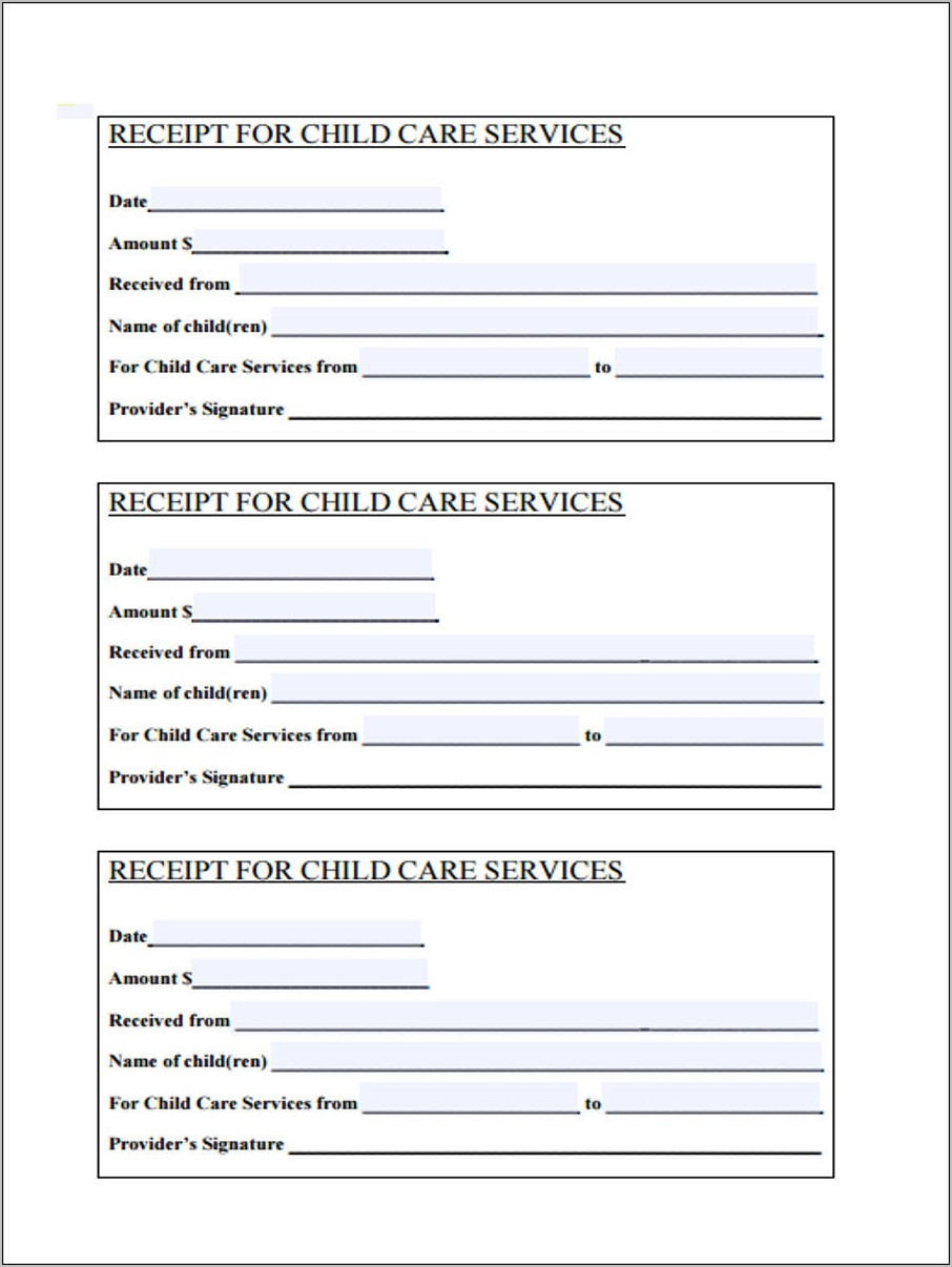 Receipt For Services Rendered Template