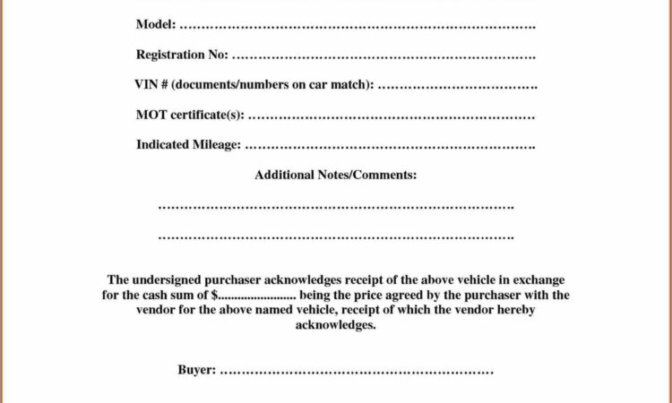 Receipt Template For Car Sale Private