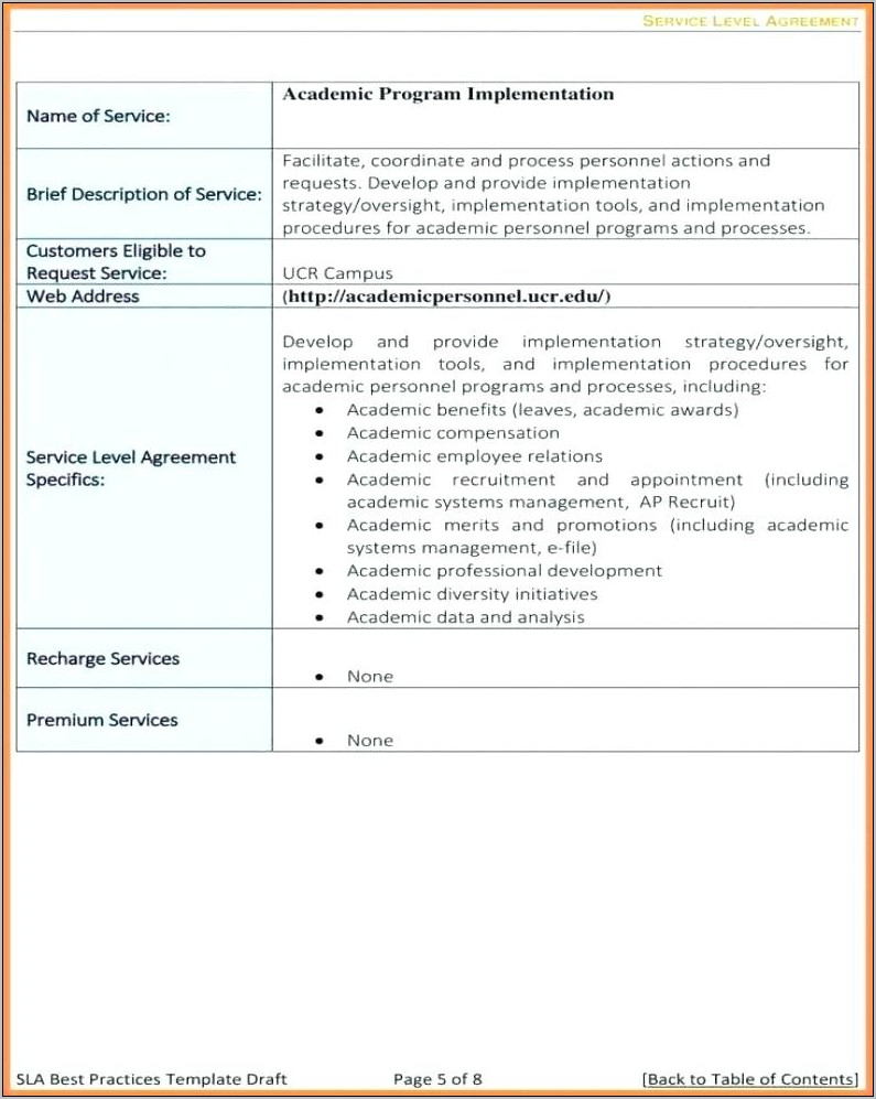 Recruitment Service Level Agreement Sample
