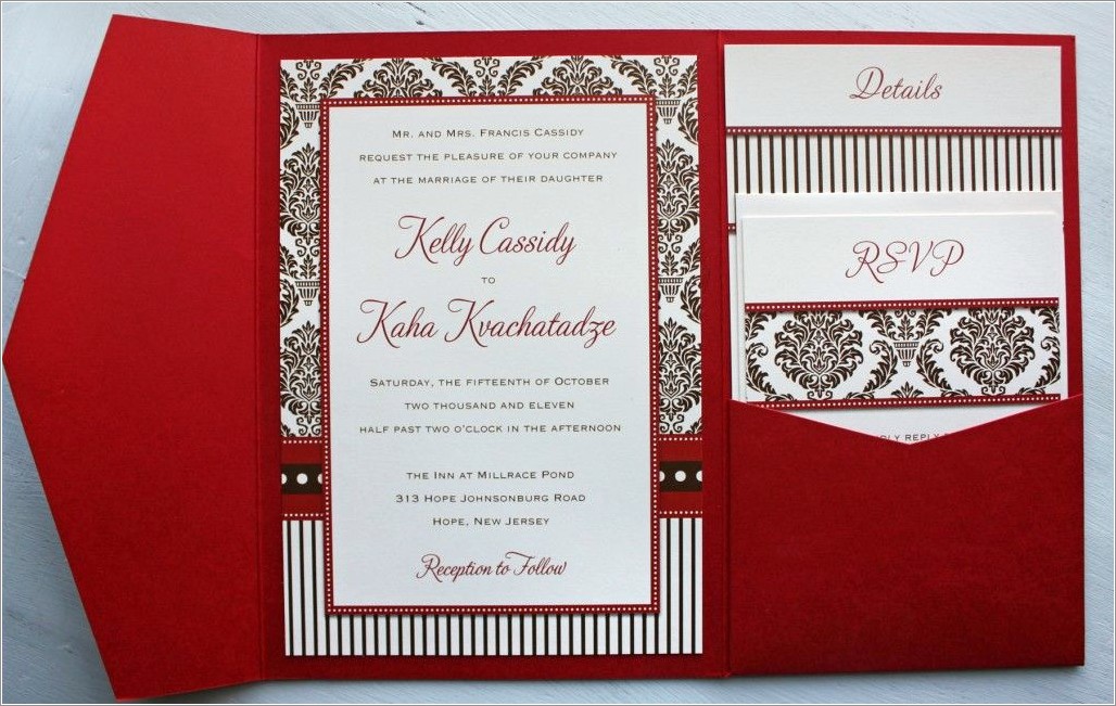Red And Champagne Wedding Invitations